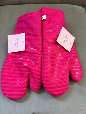kate spade Hot Pink Striped Oven Mitts